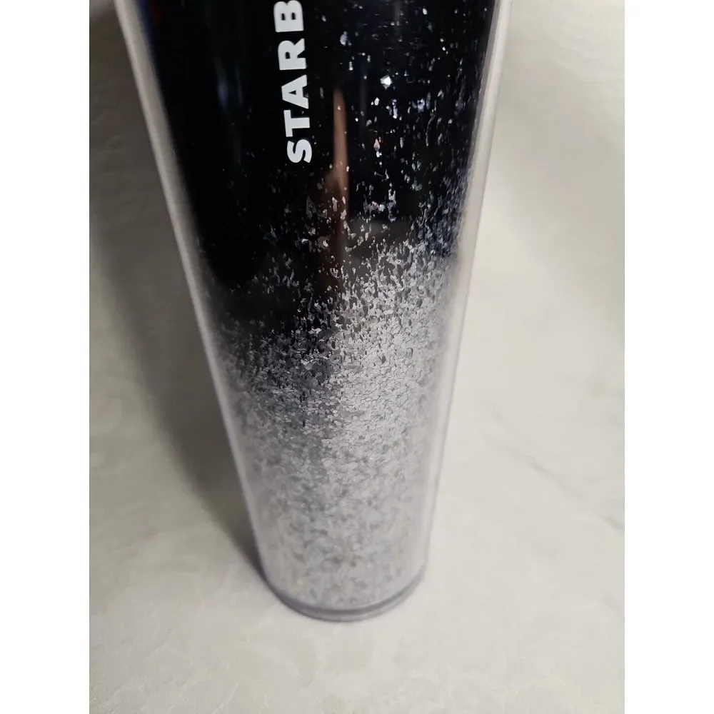 Starbucks BLACK OMBRE SILVER GLITTER‎ Tumbler Venti Holiday 2019 Blingy Sparkle - Picture 3 of 7